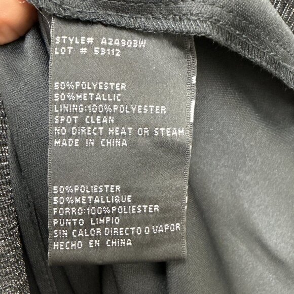 Betsy & Adam Plus Size 22W Black Metallic Long-Sleeve Wrap Cocktail Dress Gown - Picture 11 of 11